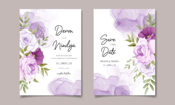 Beautiful Purple Flower Wedding Card