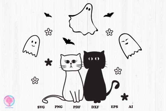 Cat Halloween, Cute Ghost Halloween Svg