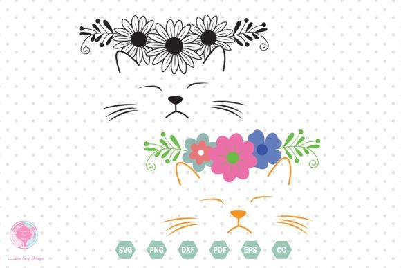 Cat with Flower Crown SVG