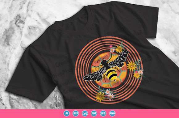 Colorful Floral Bee Vector T-shirt