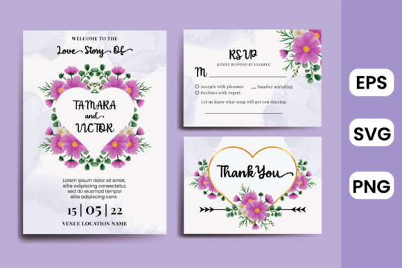 Cosmos Flower Wedding Invitation SVG