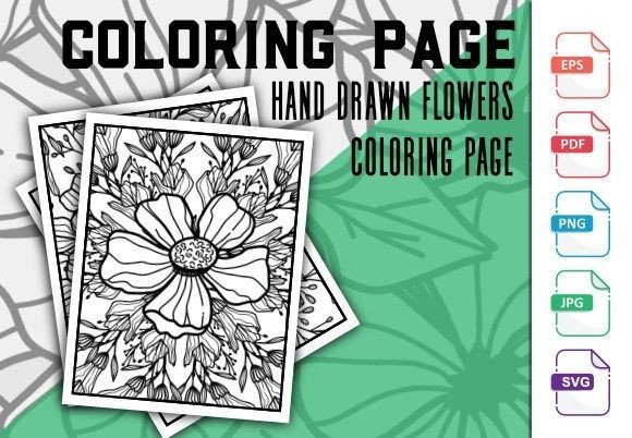 Cute Floral Themed Coloring Page