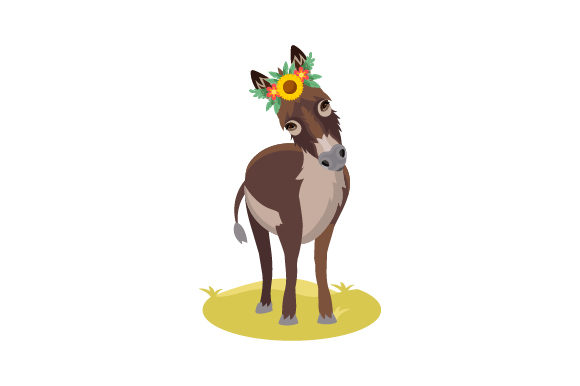 Donkey with Floral Headband Full Body