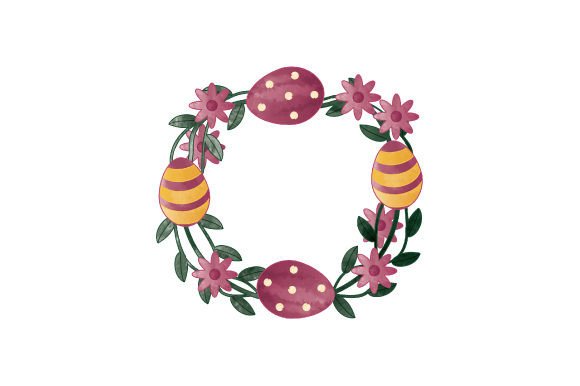 Easter Eggs and Floral Branches Watercolor Wreath