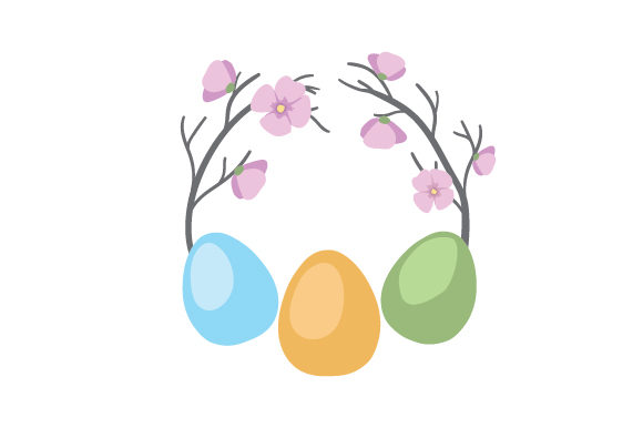 Easter Eggs and Floral Branches Wreath
