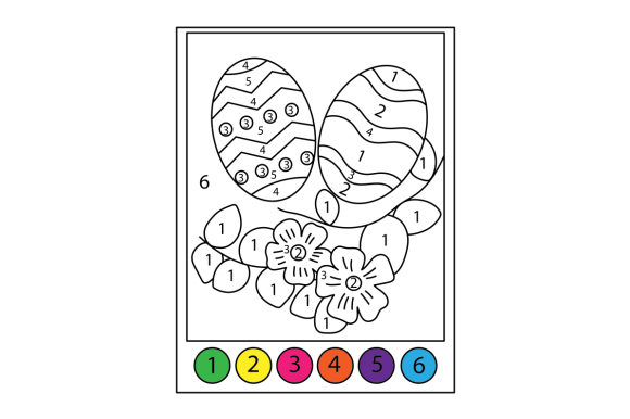 Easter Eggs and Floral Branches Wreath Color by Number