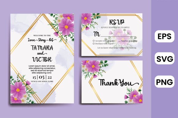 Floral Frame Wedding Invitation Cosmos