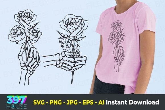 Floral Skeleton Hand Hollow