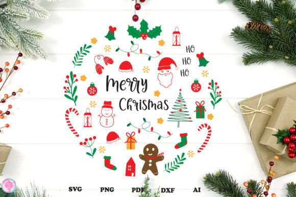 Merry Christmas, Christmas Round SVG