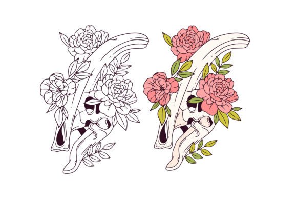 Parasaurolophus Skull Floral Skeleton