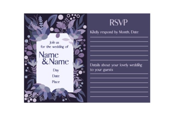Purple Floral Wedding Invitation