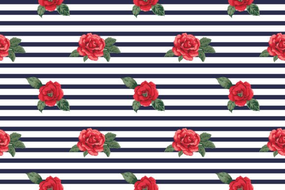 Red Rose Floral Seamless Vector Pattern