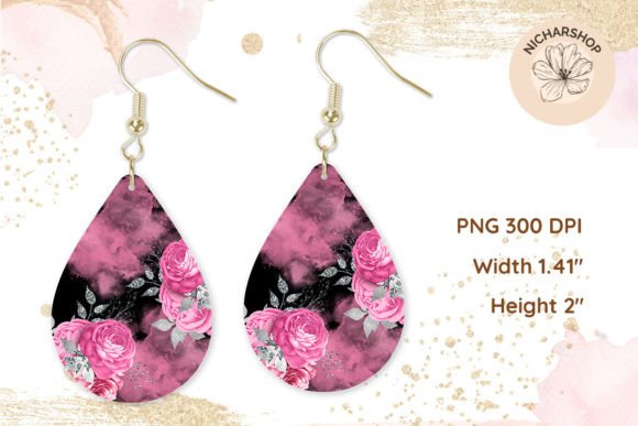 Rose Floral Teardrop Earring Sublimation