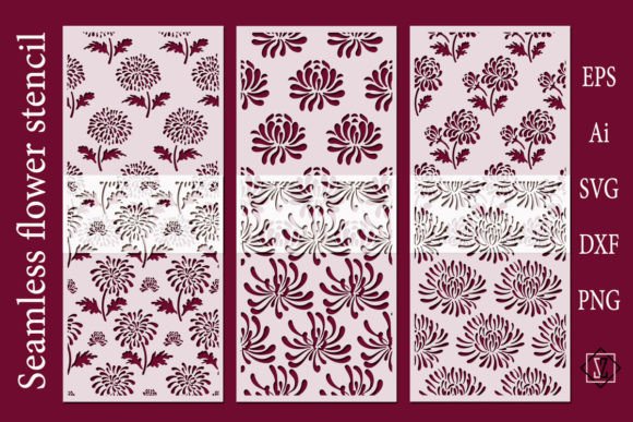 Seamless Stencils with Flowers SVG