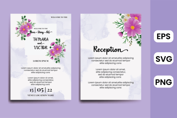 Wedding Invitation Cosmos Flower SVG