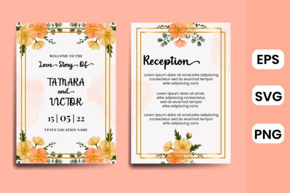 Wedding Invitation Poppies Flower SVG