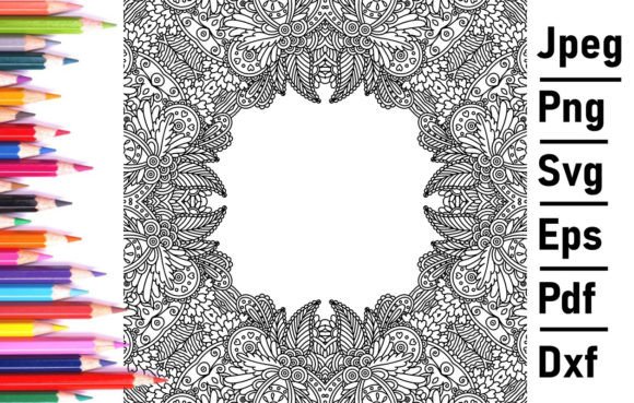 Zentangle Vector Floral Frame